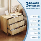 COZONY Table de chevet cannelée à 3 tiroirs, Table de chevet moderne en bois avec grand rangement pour chambre à coucher