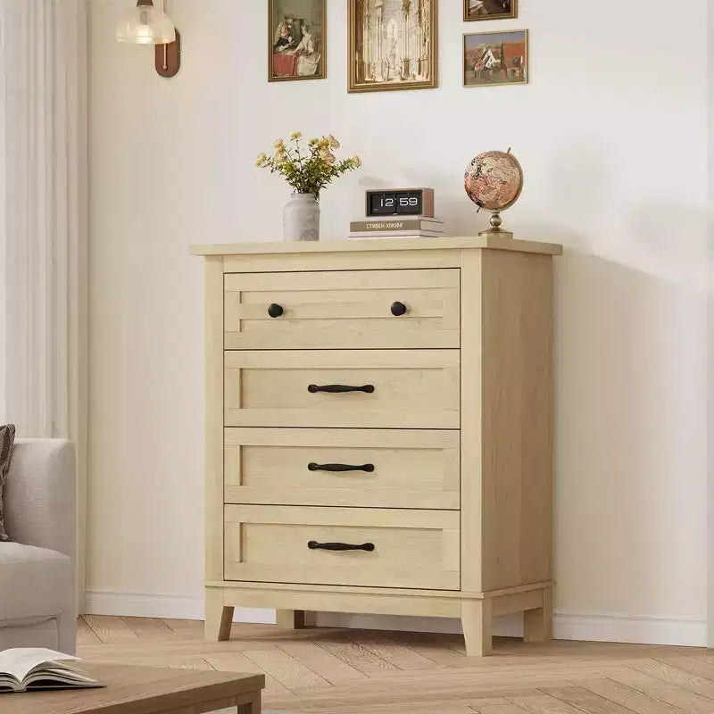 4 Dresser for Bedroom, 34.8 Tall Vertical Drawer Dresser with Large Storage, Freestanding Wooden Closet Chest for Bedroom, Living Room