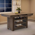 Table de salle à manger hauteur comptoir pour 4-6 personnes, table de salle à manger haute hauteur bar avec casier à vin profond, avec 2 tiroirs et étagères, grand plateau pour cuisine, bar