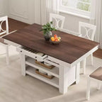 Table de salle à manger hauteur comptoir pour 4-6 personnes, table de salle à manger haute hauteur bar avec casier à vin profond, avec 2 tiroirs et étagères, grand plateau pour cuisine, bar