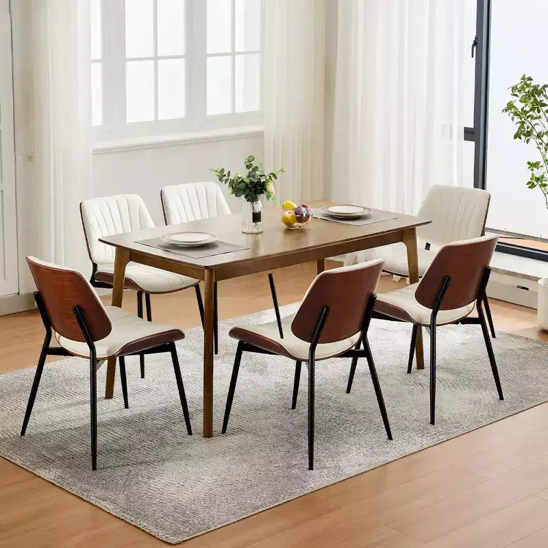 Lot de 2 chaises de salle à manger Acekool en cuir PU, dossier coque, chaises d'appoint style Mid-Century pour salle à manger ou cuisine