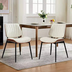 Lot de 2 chaises de salle à manger Acekool en cuir PU, dossier coque, chaises d'appoint style Mid-Century pour salle à manger ou cuisine
