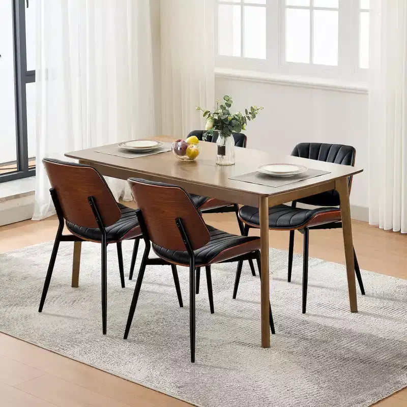 Lot de 2 chaises de salle à manger Acekool en cuir PU, dossier coque, chaises d'appoint style Mid-Century pour salle à manger ou cuisine