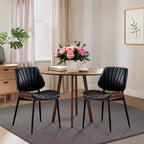 Lot de 2 chaises de salle à manger Acekool en cuir PU, dossier coque, chaises d'appoint style Mid-Century pour salle à manger ou cuisine
