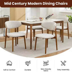 Lot de 2 chaises de salle à manger Acekool en lin beige, sièges rembourrés de style ferme moderne avec pieds en bois marron pour salle à manger