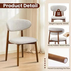 Lot de 2 chaises de salle à manger Acekool en lin beige, sièges rembourrés de style ferme moderne avec pieds en bois marron pour salle à manger