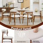 Lot de 2 chaises de salle à manger Acekool en lin beige, sièges rembourrés de style ferme moderne avec pieds en bois marron pour salle à manger
