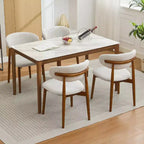 Lot de 2 chaises de salle à manger Acekool en lin beige, sièges rembourrés de style ferme moderne avec pieds en bois marron pour salle à manger