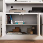 Meuble TV Famapy Blanc Grand Meuble de Rangement avec Armoires et Spots LED pour Salon