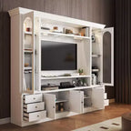 Meuble TV Famapy Blanc Grand Meuble de Rangement avec Armoires et Spots LED pour Salon