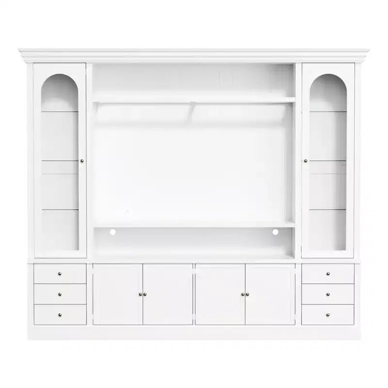 Meuble TV Famapy Blanc Grand Meuble de Rangement avec Armoires et Spots LED pour Salon
