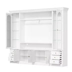 Meuble TV Famapy Blanc Grand Meuble de Rangement avec Armoires et Spots LED pour Salon