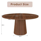 JVNOXK Table à manger ronde 47 en MDF pour 4 personnes, table de cuisine moderne de style campagnard avec piétement en bandes de bois, table ronde finition noyer pour cuisine et salon