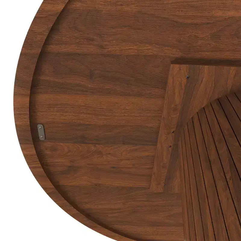 JVNOXK Table à manger ronde 47 en MDF pour 4 personnes, table de cuisine moderne de style campagnard avec piétement en bandes de bois, table ronde finition noyer pour cuisine et salon