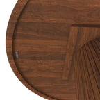 JVNOXK Table à manger ronde 47 en MDF pour 4 personnes, table de cuisine moderne de style campagnard avec piétement en bandes de bois, table ronde finition noyer pour cuisine et salon