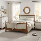Christopher Knight Home Johnny Vintage Poplar Bed Frame with Upholstered Headboard