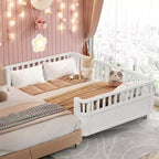 Lit de plate-forme en bois de pin moderne Betsy GDFStudio pour enfants avec main courante détachable