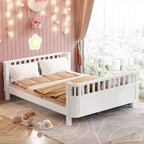 Lit de plate-forme en bois de pin moderne Betsy GDFStudio pour enfants avec main courante détachable