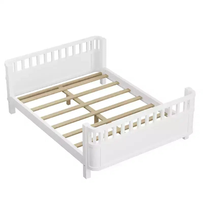 Lit de plate-forme en bois de pin moderne Betsy GDFStudio pour enfants avec main courante détachable