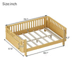 Lit de plate-forme en bois de pin moderne Betsy GDFStudio pour enfants avec main courante détachable