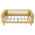 Lit de plate-forme en bois de pin moderne Betsy GDFStudio pour enfants avec main courante détachable