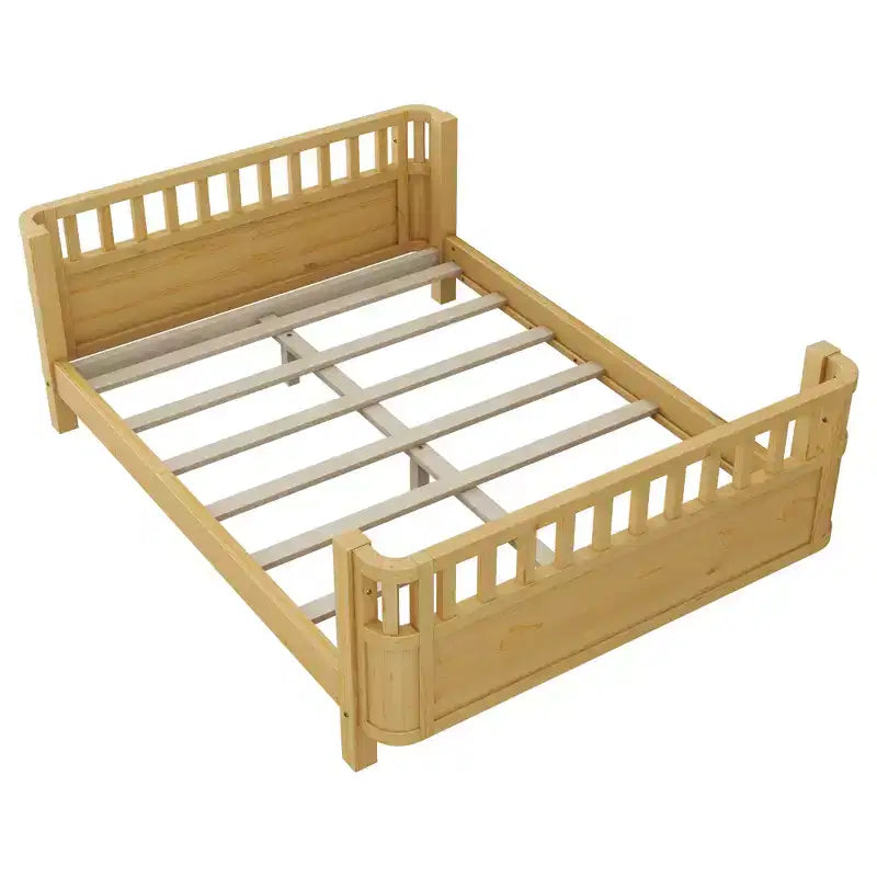 Lit de plate-forme en bois de pin moderne Betsy GDFStudio pour enfants avec main courante détachable