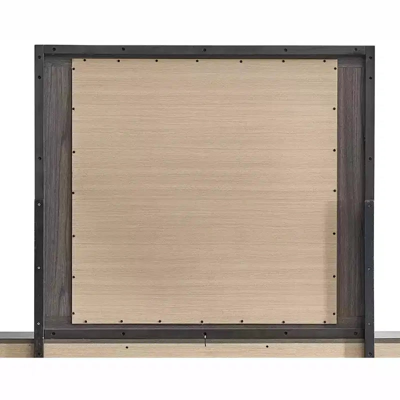 Miroir de commode Passion Furniture Aberdeen, 43 po L x 37 po H, cadre en bois rectangulaire gris et chêne