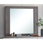 Miroir de commode Passion Furniture Aberdeen, 43 po L x 37 po H, cadre en bois rectangulaire gris et chêne