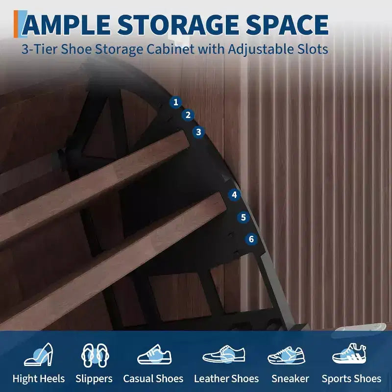 Acekool Meuble à chaussures étroit en bois cannelé avec porte coulissante et 2 tiroirs abattants, meuble de rangement fin pour entrée et placard