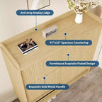 Acekool Meuble à chaussures étroit en bois cannelé avec porte coulissante et 2 tiroirs abattants, meuble de rangement fin pour entrée et placard