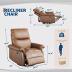 Fauteuil inclinable, pivotant et berçant à 360°, en cuir PU, avec siège et accoudoirs rembourrés pour le salon, la chambre et la chambre de bébé