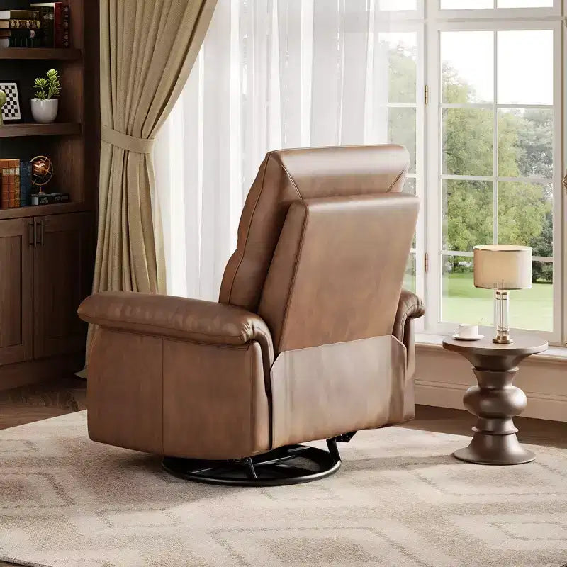 Fauteuil inclinable, pivotant et berçant à 360°, en cuir PU, avec siège et accoudoirs rembourrés pour le salon, la chambre et la chambre de bébé