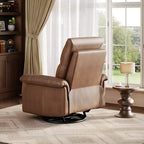 Fauteuil inclinable, pivotant et berçant à 360°, en cuir PU, avec siège et accoudoirs rembourrés pour le salon, la chambre et la chambre de bébé