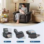 Fauteuil inclinable, pivotant et berçant à 360°, en cuir PU, avec siège et accoudoirs rembourrés pour le salon, la chambre et la chambre de bébé