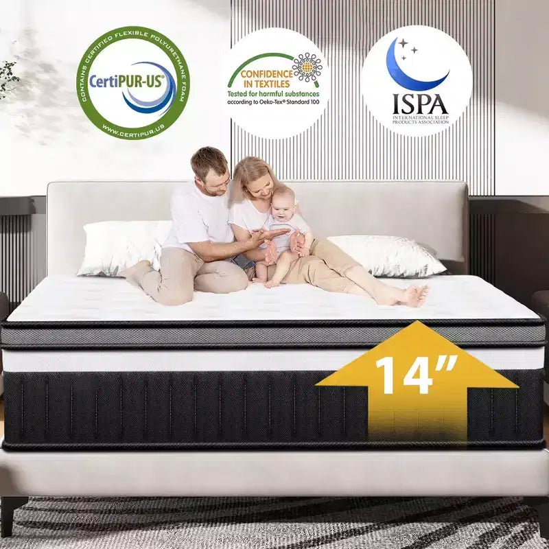 Clearance Mattress Queen Medium 14 in. Bed-in-a-Box White