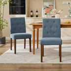 Lot de 2 chaises de salle à manger Parsons capitonnées, chaises de cuisine en tissu rembourrées avec sièges rembourrés et pieds en bois, meubles de cuisine de salon