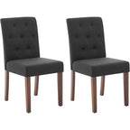 Lot de 2 chaises de salle à manger Parsons capitonnées, chaises de cuisine en tissu rembourrées avec sièges rembourrés et pieds en bois, meubles de cuisine de salon
