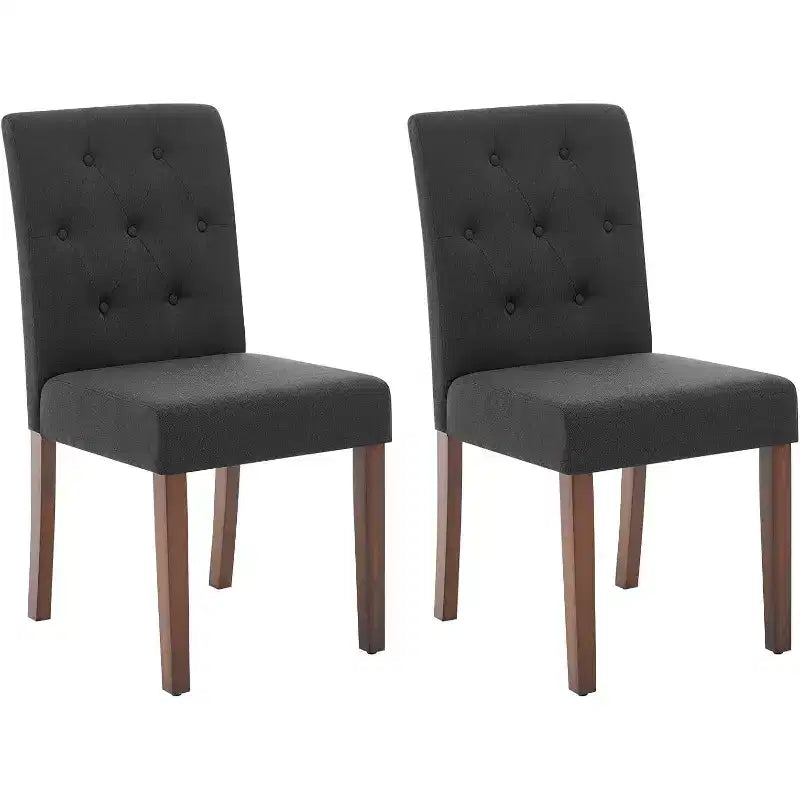 Lot de 2 chaises de salle à manger Parsons capitonnées, chaises de cuisine en tissu rembourrées avec sièges rembourrés et pieds en bois, meubles de cuisine de salon
