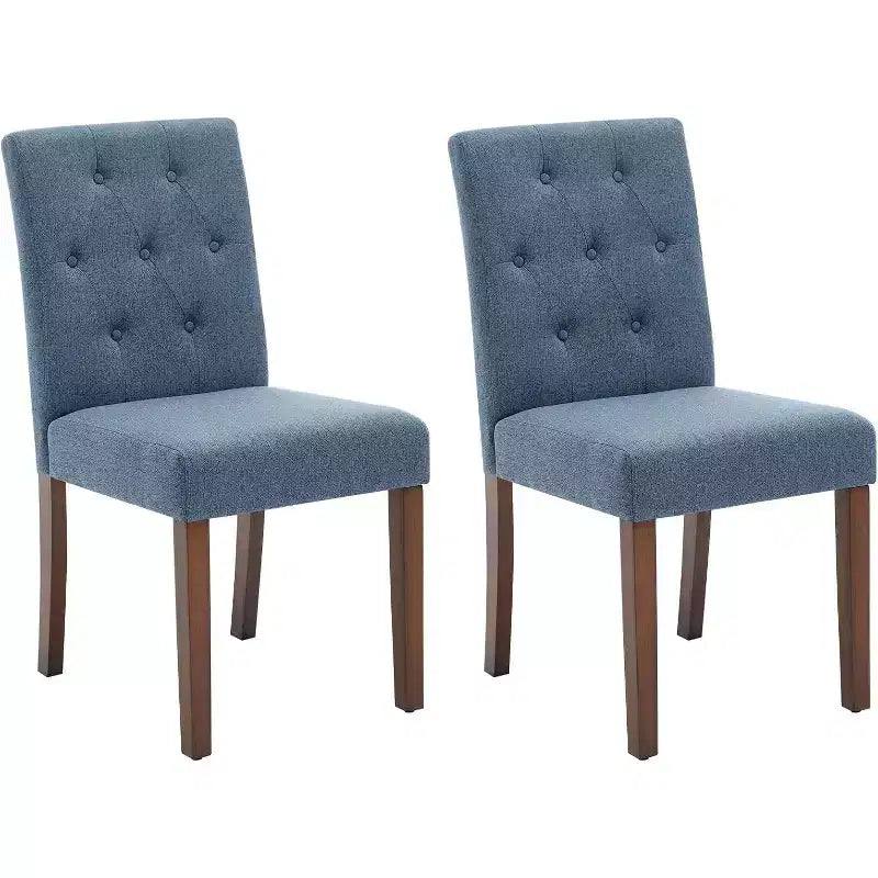 Lot de 2 chaises de salle à manger Parsons capitonnées, chaises de cuisine en tissu rembourrées avec sièges rembourrés et pieds en bois, meubles de cuisine de salon