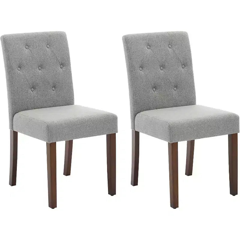 Lot de 2 chaises de salle à manger Parsons capitonnées, chaises de cuisine en tissu rembourrées avec sièges rembourrés et pieds en bois, meubles de cuisine de salon