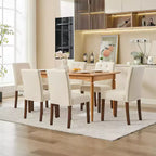 Lot de 2 chaises de salle à manger Parsons capitonnées, chaises de cuisine en tissu rembourrées avec sièges rembourrés et pieds en bois, meubles de cuisine de salon