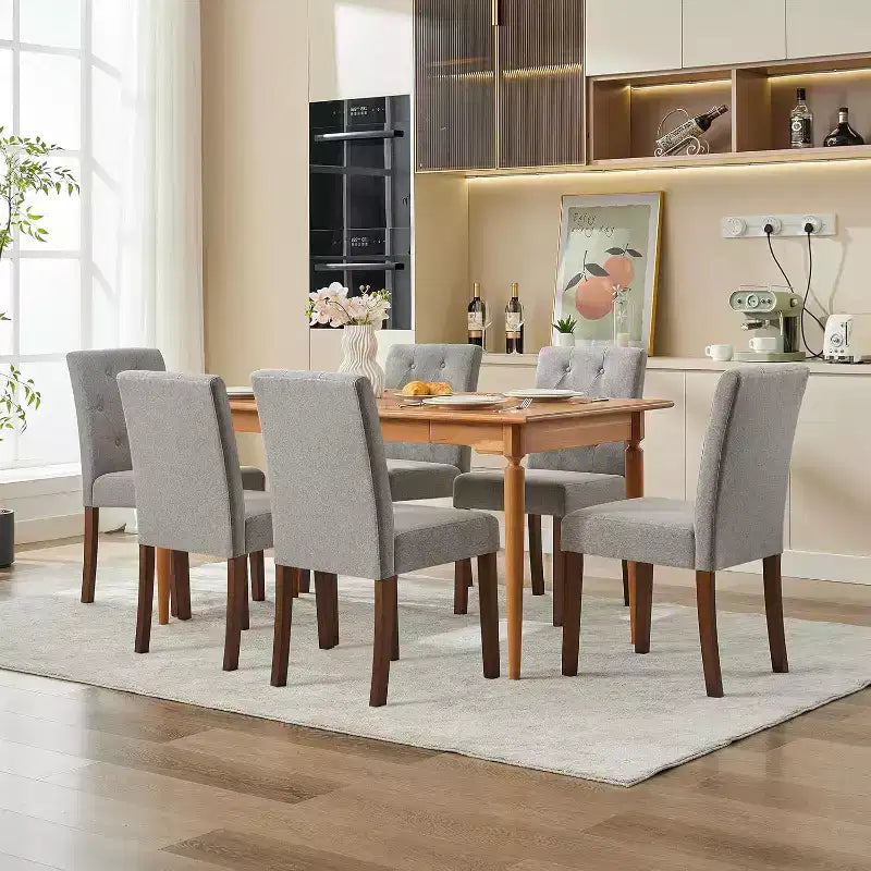 Lot de 2 chaises de salle à manger Parsons capitonnées, chaises de cuisine en tissu rembourrées avec sièges rembourrés et pieds en bois, meubles de cuisine de salon