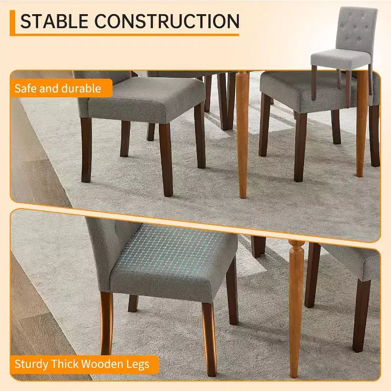 Lot de 2 chaises de salle à manger Parsons capitonnées, chaises de cuisine en tissu rembourrées avec sièges rembourrés et pieds en bois, meubles de cuisine de salon