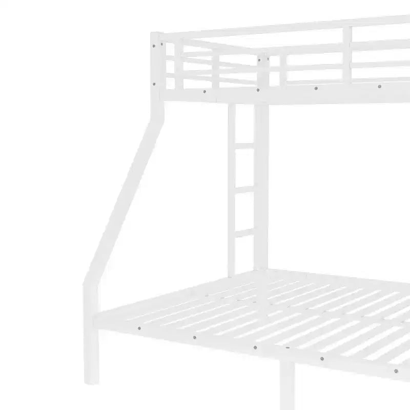 Lit superposé en métal une place XL au-dessus d'un lit deux places Queen avec rambarde pour enfants et adolescents