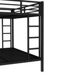 Lit superposé en métal une place XL au-dessus d'un lit deux places Queen avec rambarde pour enfants et adolescents