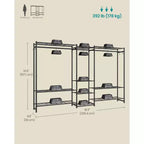 SONGMICS Armoire de Rangement Portable, Penderie Robuste, Portant Autoportant avec 10 Étagères, 3 Tiges de Suspension, 4 Crochets en S, Cadre en Métal, Noir