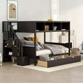Luxystar Twin over Full Bunk Bed with Shelves, 2 Drawers and Storage Staircase