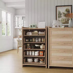 Commode haute Garvee de 117 cm à 5 tiroirs, commode de rangement en rotin à 5 tiroirs pour chambre, salon ou couloir