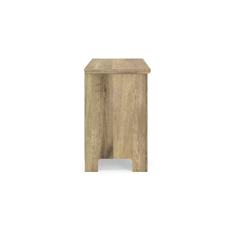Table de chevet à deux tiroirs Ashley Allihauser Signature Design avec port de chargement USB, grain de chêne reproduit, finition beige naturel