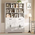 Acekool Étagère 6 Niveaux de 180 cm avec 8 Niches, 2 Tiroirs, 4 Portes pour Salon et Bureau
